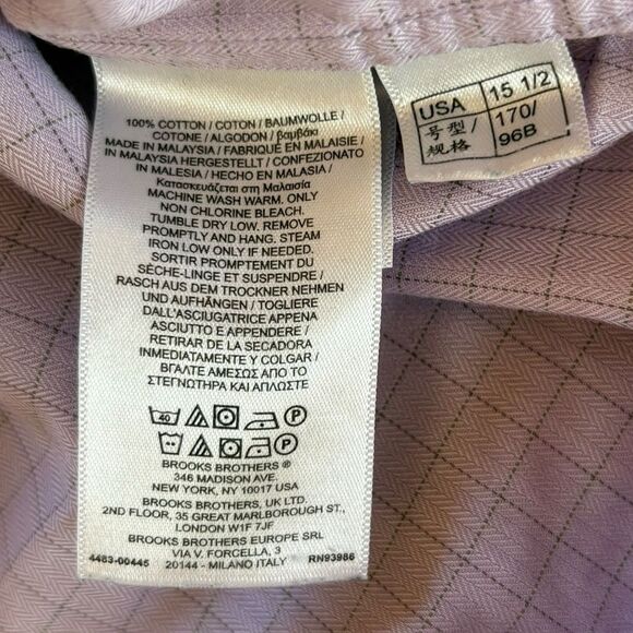 Brooks Brothers 1818 Regent All Cotton Non Iron Button Down Shirt Purple Plaid - Picture 5 of 7